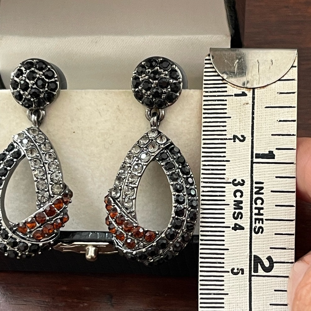 Monet black grey crystal drop earrings - Picture 5 of 5